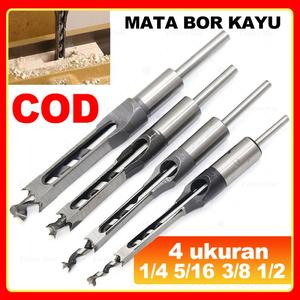 [EZM.3700111] Mata Bor Bobok Kayu Square Auger Hole Drill Bit Set Bits HSS Wood Mortising Chisel Hollow Mortice 1/4 5/16 3/8 1/2 Lubang Bahan Baja Kerajinan Kotak Persegi Pahat Kayu Kunci Kusen