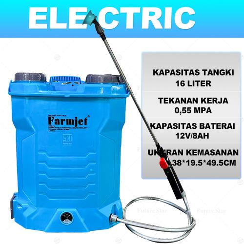 [EZM.3700112] SNI Merek Farmjet Guarantee Original Sprayer Elektrik Tangki 16 Liter Alat Semprot Tangki Semprotan Tanaman Hama Padi Otomatis Air Pressure Multi Manual Sprayer  2 In 1 Electric