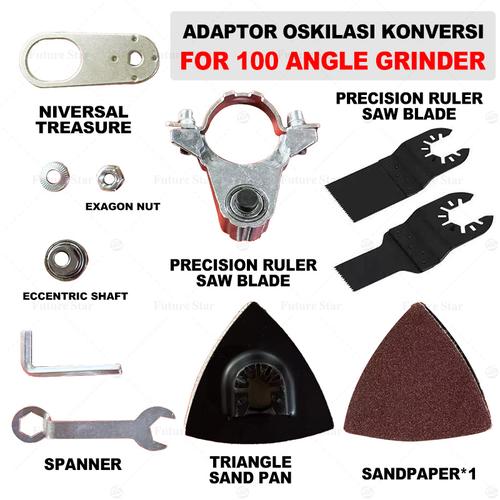 [EZM.3700120] Adaptor Oskilasi Komplit 10pcs Multiguna Adaptor Gerinda Multi Cutting Cutter Multifungsi Tools Converter Ke  Angle Grinder Bisa Potong Amplas Kayu Besi Tembok Conversion Universal Head 100/115/125 Type Polisher Oscillating Utility Multifunctional