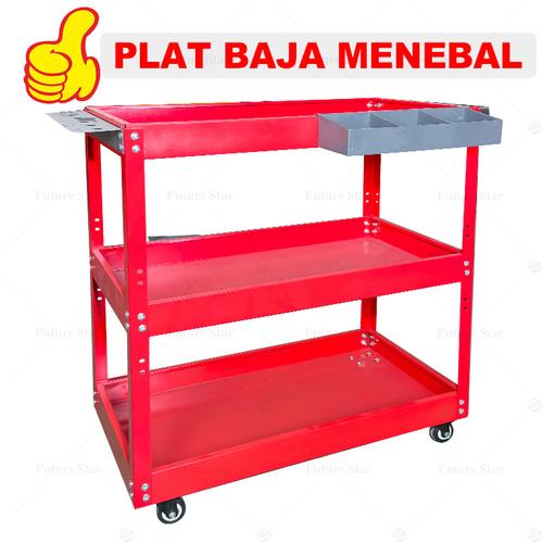 [EZM.3700128] Troli Bengkel Rak 3 Susun Perkakas Trolly Trolley Kabinet Multi-fungsi Perkakas Untuk Rumah Peralatan Penyimpanan Alat Bengkel Mobil Alat Perangkat Keras Troli Kotak Peralatan Tipe Lac Tiga Lapis Dengan Laci Merah Biru