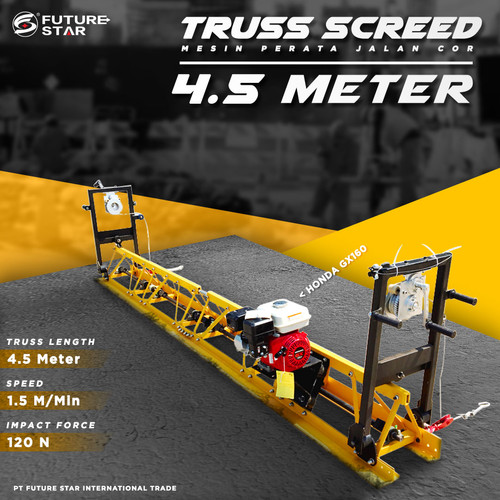 [EZM.3700136] Mesin Perata Jalan Cor Beton Truss Screed Gasoline 4.5Meter Semen Concrete Vibrator Machine Honda
