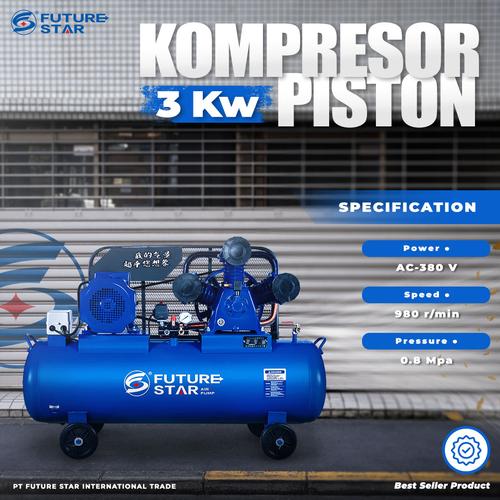 [EZM.3700175] Kompresor Piston Angin Udara 4HP 3KW Air Compressor Oiless Silent Portable Basic Mini Listrik Tanpa Oli