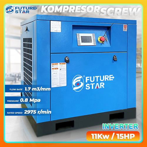 [EZM.3700188] Kompresor Pengering Angin Udara Air Compressor Screw Inverter 11KW 15HP 8 Bar/10 Bar