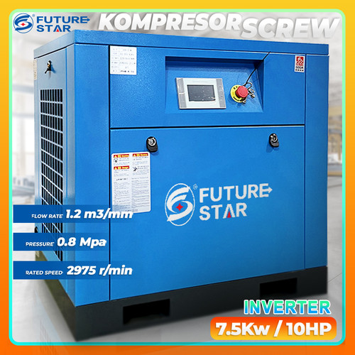 [EZM.3700190] Kompresor Pengering Angin Udara Air Compressor Screw Inverter 7.5KW 10HP 8 Bar/10 Bar