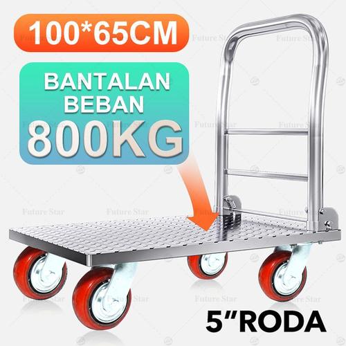 [EZM.3700197] Troli Baja Lipat Barang Hand Truck Flatbed Dolly Trolley Besi GerobakSteel Bar Kecil Portable Folding Platform Cart Used for Warehouse Transport Groceries Heavy Duty Utility Storage