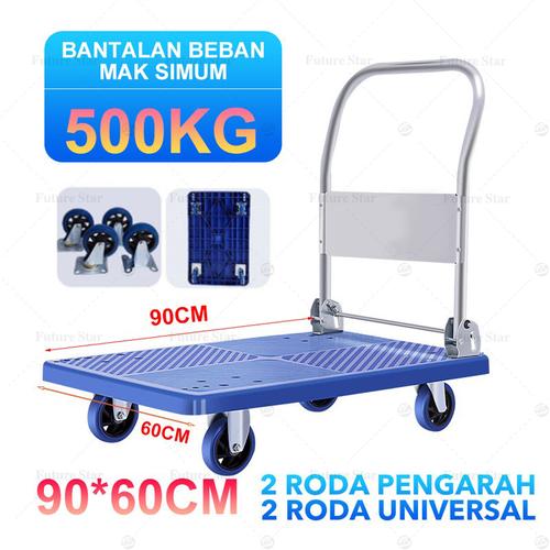 [EZM.3700198] Troli Lipat Barang Roda Dorong Handtruck Angkut Troley Beban Hand Truck Folding Platform Cart Flatbed  Dolly Gerobak Warehouse Transport Groceries Heavy Duty Utility Storage