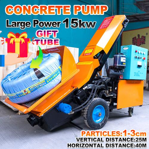 [EZM.3700209] Mesin Pompa Kodok Mini Concrete Pump 15kw Mobil Mortar Portable 8M³/Elecktrik Two-Cylinder Inclined Large Particles 3 cm
