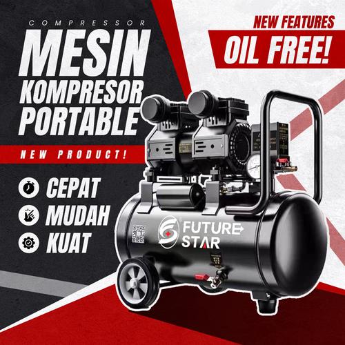 [EZM.3700239] Kompresor Angin Oil Free 2 HP 30L Air Compressor FUTURE STAR