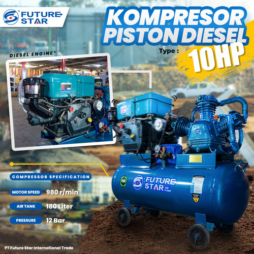 [EZM.3700246] Kompresor Angin 10 HP Engine Diesel Future Star