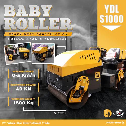 [EZM.3700250] Mesin Baby Roller Double Drum 2 Ton Pemadat Aspal