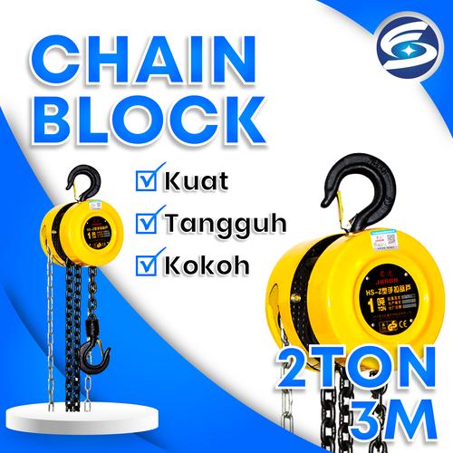 [EZM.3700280] Chain Block 2 Ton 3 Meter Takel Katrol Kerekan 2 Ton 3 Meter HU FENG