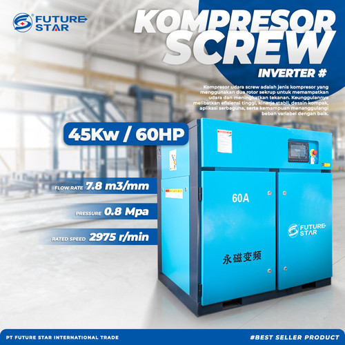 [EZM.3700346] Kompresor Angin 60 HP Kompresor Screw 60 HP Futurestar