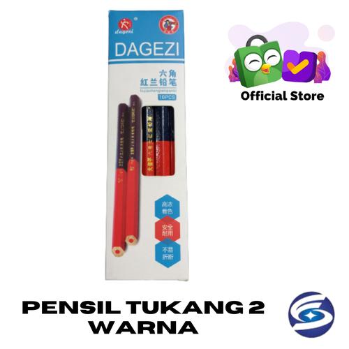 [EZM.3700646] 10 PCS PENSIL TUKANG 2 WARNA BULAK BALIK / PENSIL BANGUNAN
