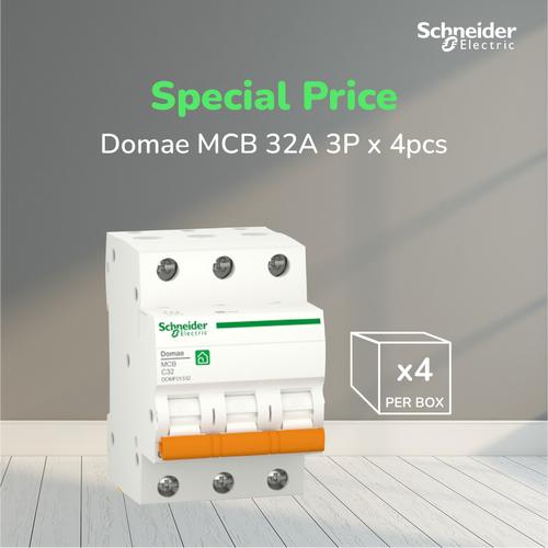 [EZM.4100007] (Isi 4pcs) Schneider Electric NEW DOMAE MCB 32A 3P - DOMF01332