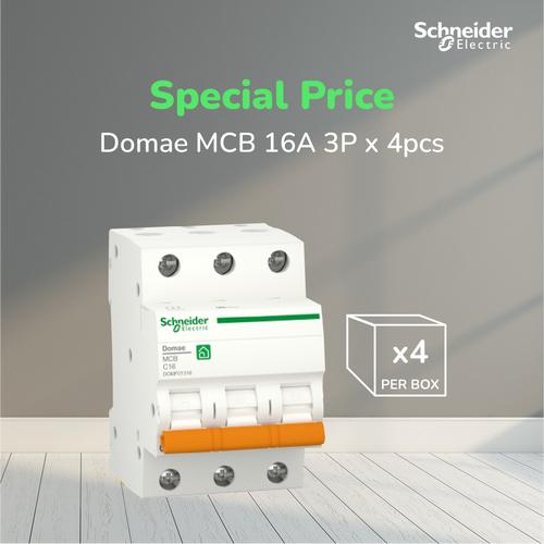 [EZM.4100008] (Isi 4pcs) Schneider Electric NEW DOMAE MCB 16A 3P - DOMF01316