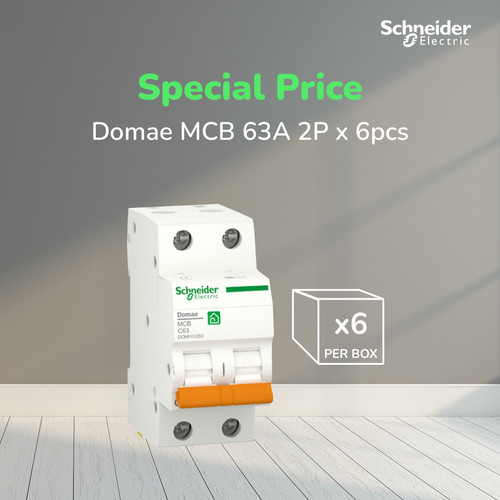 [EZM.4100016] (Isi 6pcs) Schneider Electric Domae MCB 2P C 63A - DOMF01263