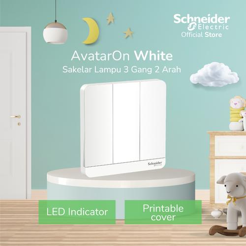 [EZM.4100090] Schneider Electric AvatarOn Saklar 3 Gang 2 Arah White - E8333L2LED_WE