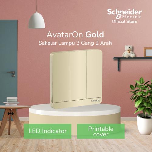[EZM.4100092] Schneider Electric AvatarOn Saklar 3Gang 2Arah Gold - E8333L2LED_WG_G3