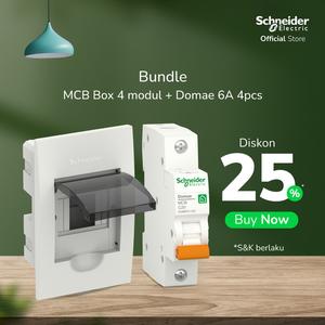 [EZM.4100127] Schneider Electric MCB Box 4 Modul - DOMH12104F (1pcs) + MCB Domae 6A 1P - DOMF01106 (4pcs)