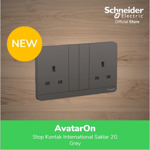 [EZM.4100151] Schneider Electric AvatarOn Stop Kontak Internasional Sakelar 2G-Grey