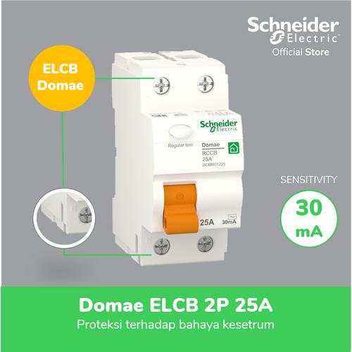[EZM.4100221] Schneider Electric Domae RCCB/ELCB - 2P 30mA 25 A - DOMR01225