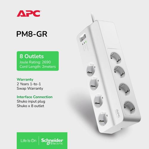 [EZM.4100369] APC Stop Kontak Colokan Listrik Anti Petir Surge Protector PM8GR