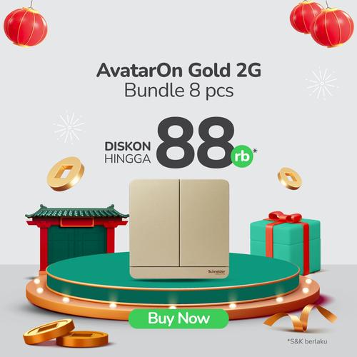 [EZM.4100402] (Disc. 88K) Bundle AvatarOn Saklar Lampu 2Gang 1Arah Gold