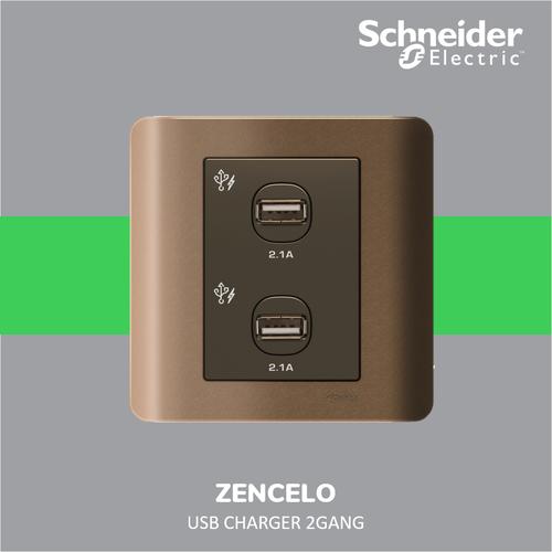 [EZM.4100441] Schneider Electric ZENcelo USB Charger 2 Gang - E8432USB_SZ