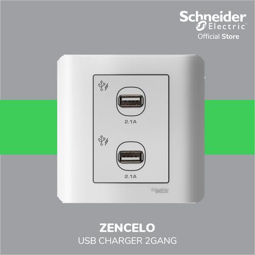 [EZM.4100445] Schneider Electric ZENcelo USB Charger 2 Gang - E8432USB_WE