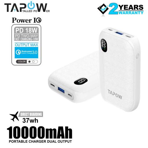 [EZM.4200268] POWERBANK MINI 10000MAH PD 18W QC 3.0 QUICK CHARGING TAPOW TP02-WHT