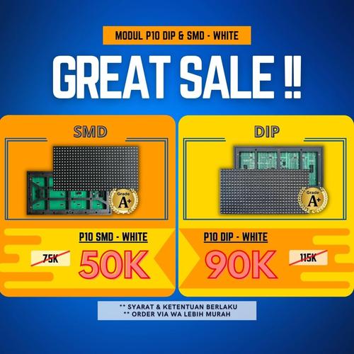 [EZM.4200286] Module P10 Running Text Putih Full Outdoor