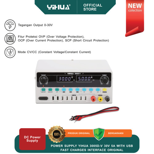 [EZM.4400001] POWER SUPPLY YIHUA 3005D-V 30V 5A WITH USB FAST CHARGES INTERFACE ORIGINAL
