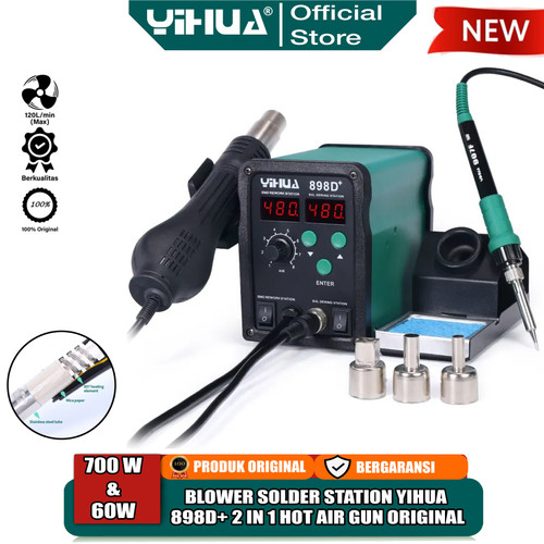 [EZM.4400066] Yihua 898D+ Soldering Station 2 IN 1 SMD Rework Solder Uap Hot Air Gun
