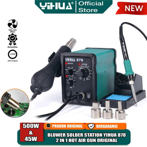 [EZM.4400067] Yihua 878 Blower Solder Uap Hot Air Gun Analog 2 IN 1 Solder Station