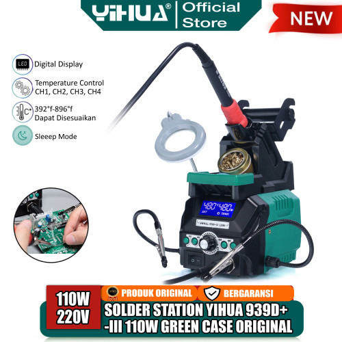[EZM.4400077] Yihua 939D+ III Robot Solder Station Kaca Pembesar LED Penjepit 4 IN 1