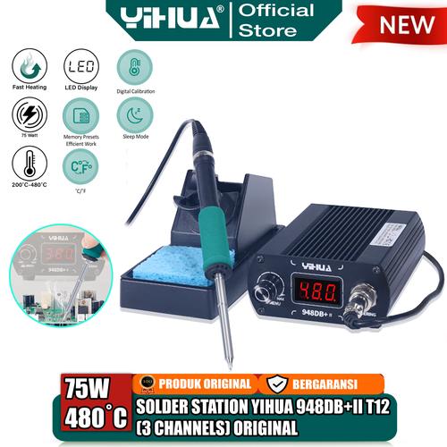 [EZM.4400085] Yihua 948DB+II Solder Station Mata T12 3CH Soldering Digital Auto ORI