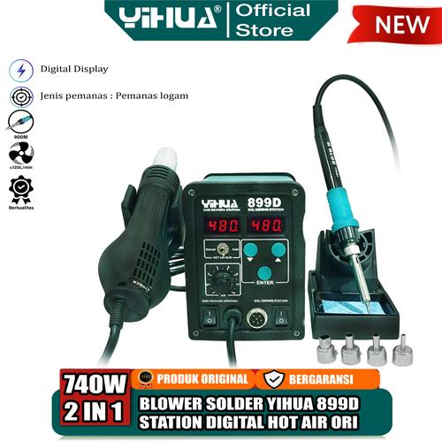 [EZM.4400116] Yihua 899D Blower Uap 2 IN 1 Solder Station SMD Rework Hot Air Gun ORI