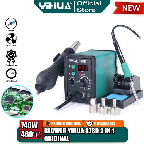 [EZM.4400123] Yihua 878D Blower Solder Uap Hot Air Station 2 IN 1 Soldering Digital