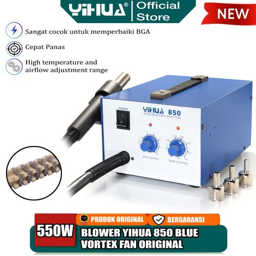 [EZM.4400130] Yihua 850 Blower Solder Uap Station Analog Hot Air Blue Vortex Fan ORI