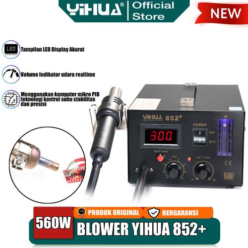[EZM.4400149] Yihua 852+ Blower Solder Uap Hot Air Gun SMD Rework Digital Station OR