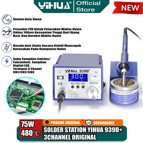 [EZM.4400158] Yihua 939D+ Solder Station 3 Channel Soldering Iron Digital Original