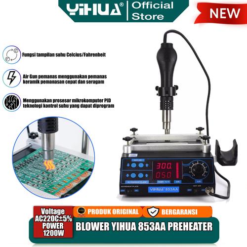 [EZM.4400174] Yihua 853AA Blower Uap Hot Air Gun SMD Rework 2 IN 1 Preheater Preheat