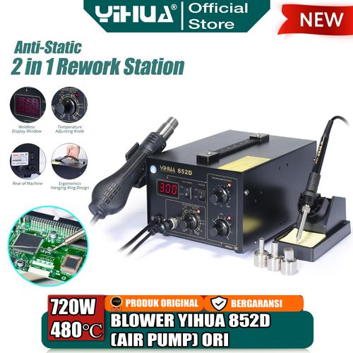 [EZM.4400216] Yihua 852D Blower Solder Uap Hor Air Gun Pump 2 IN 1 Soldering Station