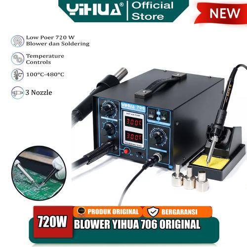 [EZM.4400227] Yihua 706 Blower Solder Uap Digital 2 IN1 Soldering Station Hot Air OR