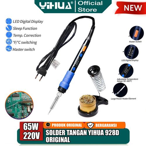 [EZM.4400234] Yihua 928D Solder Tangan Listrik 65W Temperature Suhu LCD Digital ORI