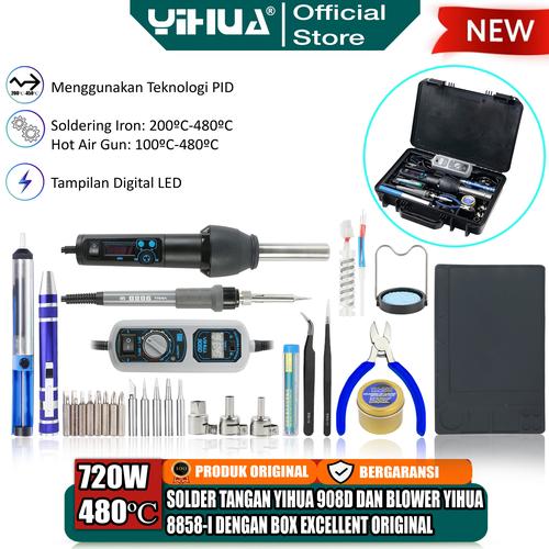 [EZM.4400252] Yihua 908D Solder Tangan - Yihua 8858-I Blower Uap Set + Box Exellent