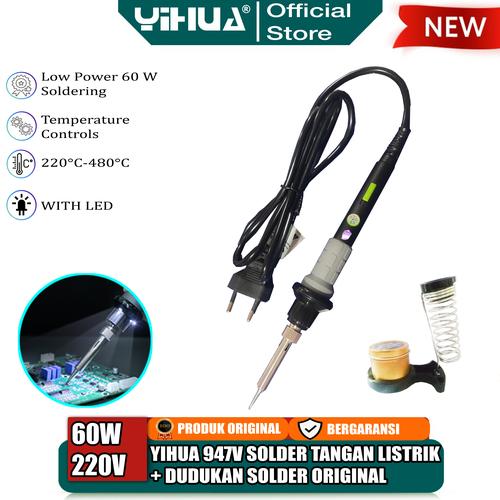 [EZM.4400255] Yihua 947V Solder Tangan Listrik Ajustable Temperature 60W + Dudukan