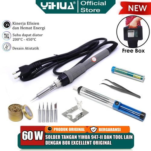 [EZM.4400256] Yihua 947-II Tool Set Solder Tangan Listrik Penyedot Timah Pinset Box
