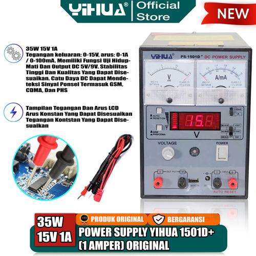 [EZM.4400296] Yihua 1501D+ Power Supply HP Manual 1A Pulus Kabel 15V 1Amper Original
