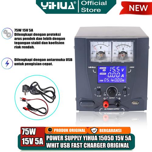 [EZM.4400300] Yihua 1503D Power Supply Digital 15V 5A USB With Super Charger 3.0 ORI